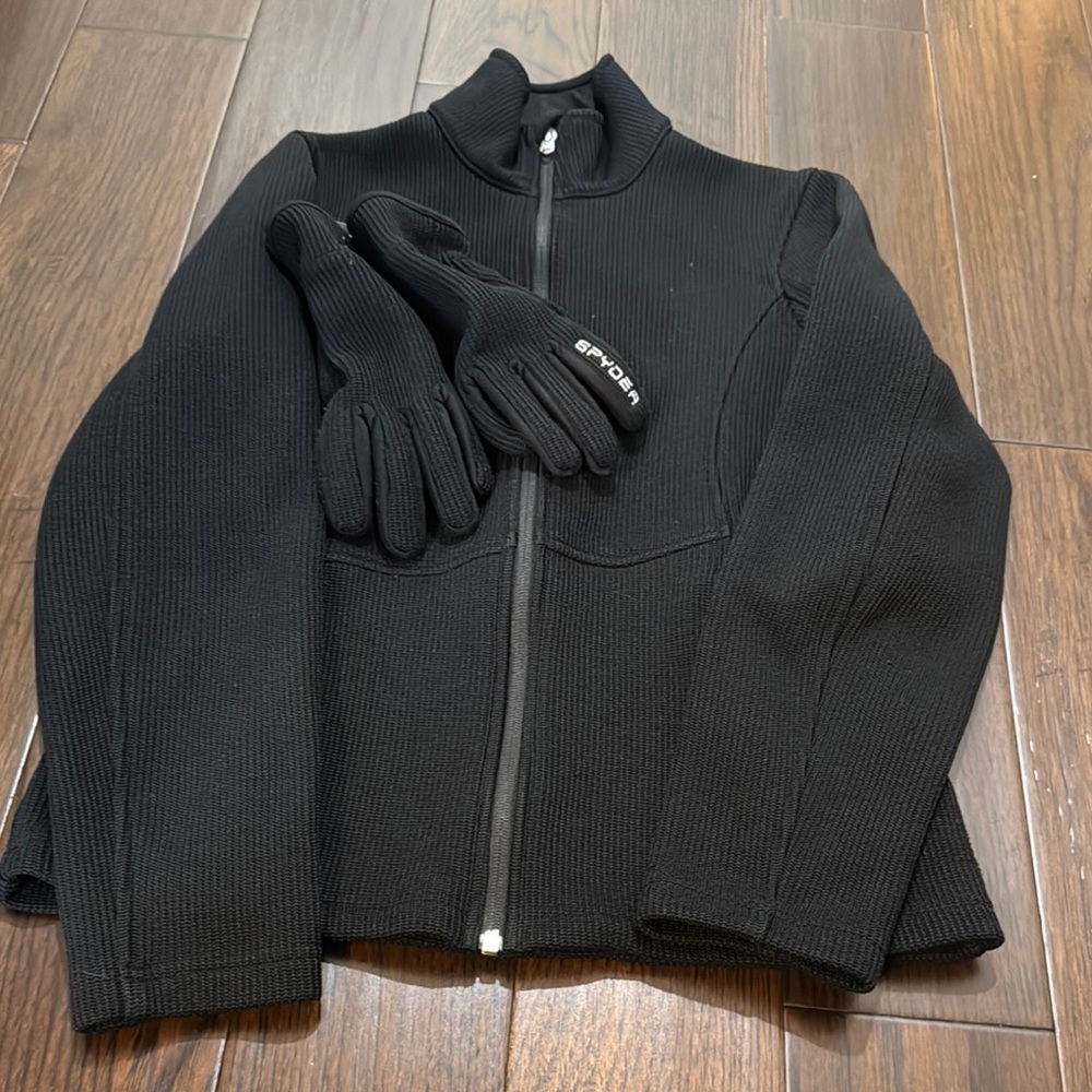 Spyder Black Jacket and Gloves Set Women’s medium